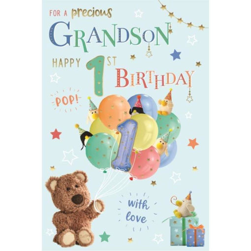 Picture of FOR A PRECIOUS GRANDSON 1ST BIRTHDAY CARD
